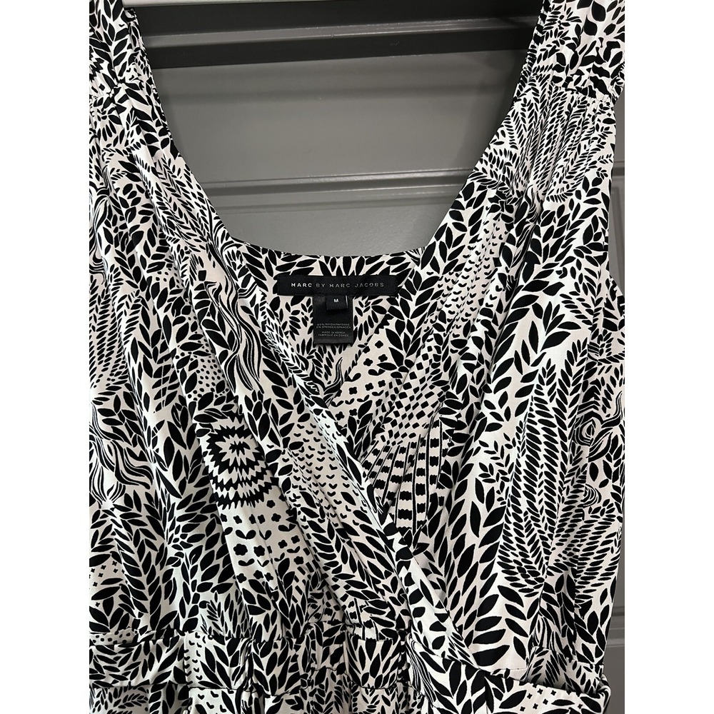 Marc by Marc Jacobs Dress Women Medium Swan Draped Black & White Print - Picture 6 of 16